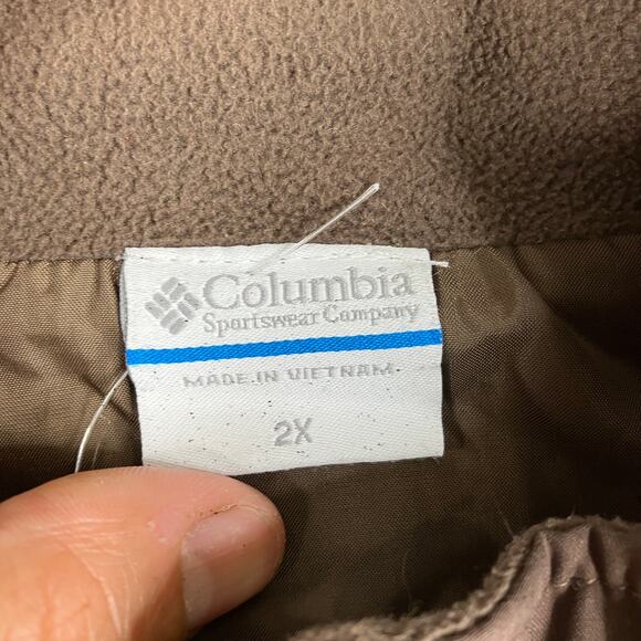 Columbia Fleece Vest Men's 2X Brown Full Zip Outdoor Hiking Layering Jacket - Picture 6 of 9